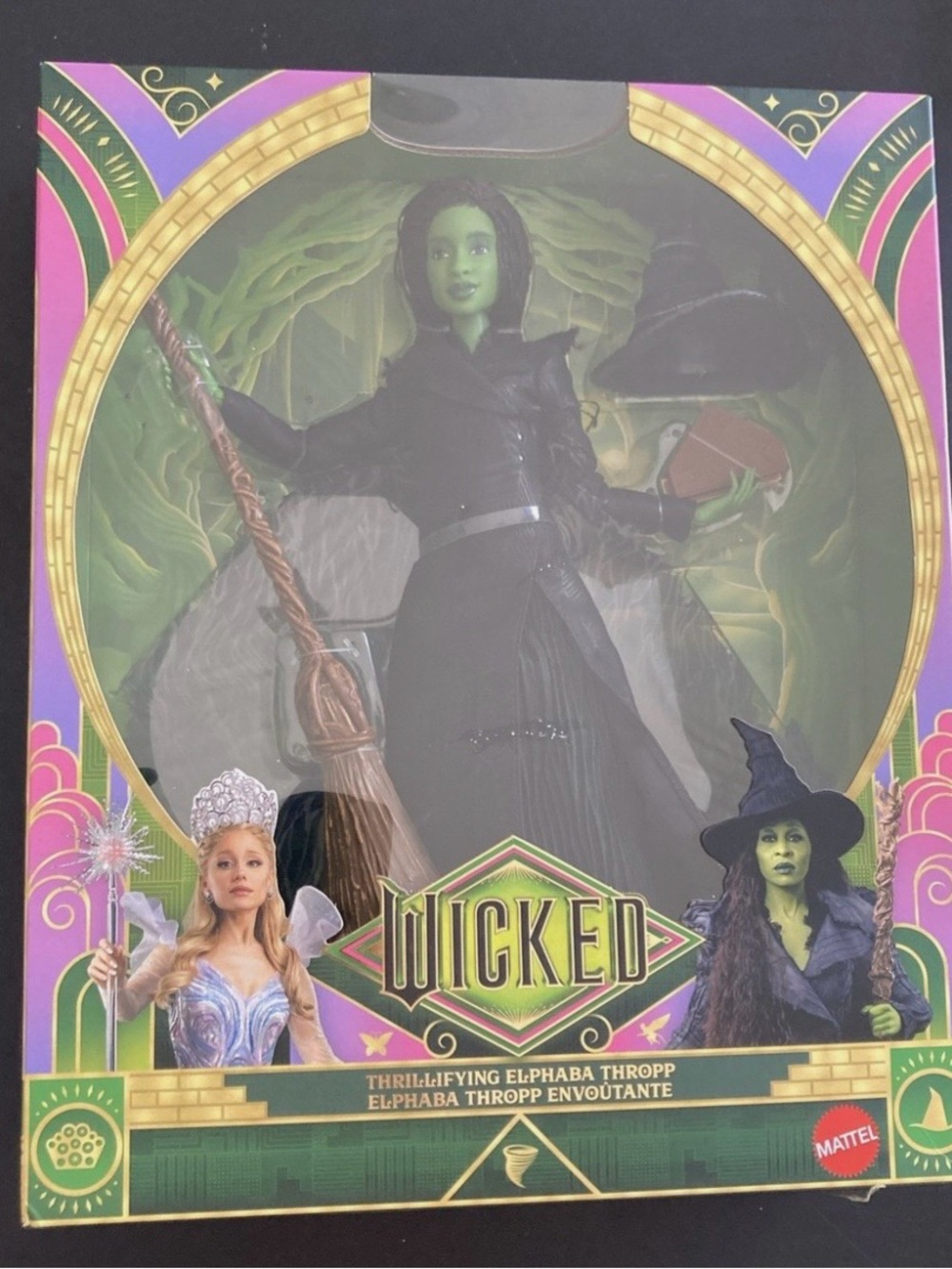 Mattel Wicked Elphaba Thropp Doll - Green and Black with Purple Box Accents